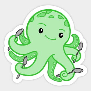 Spoonie Octopus (Green) Sticker